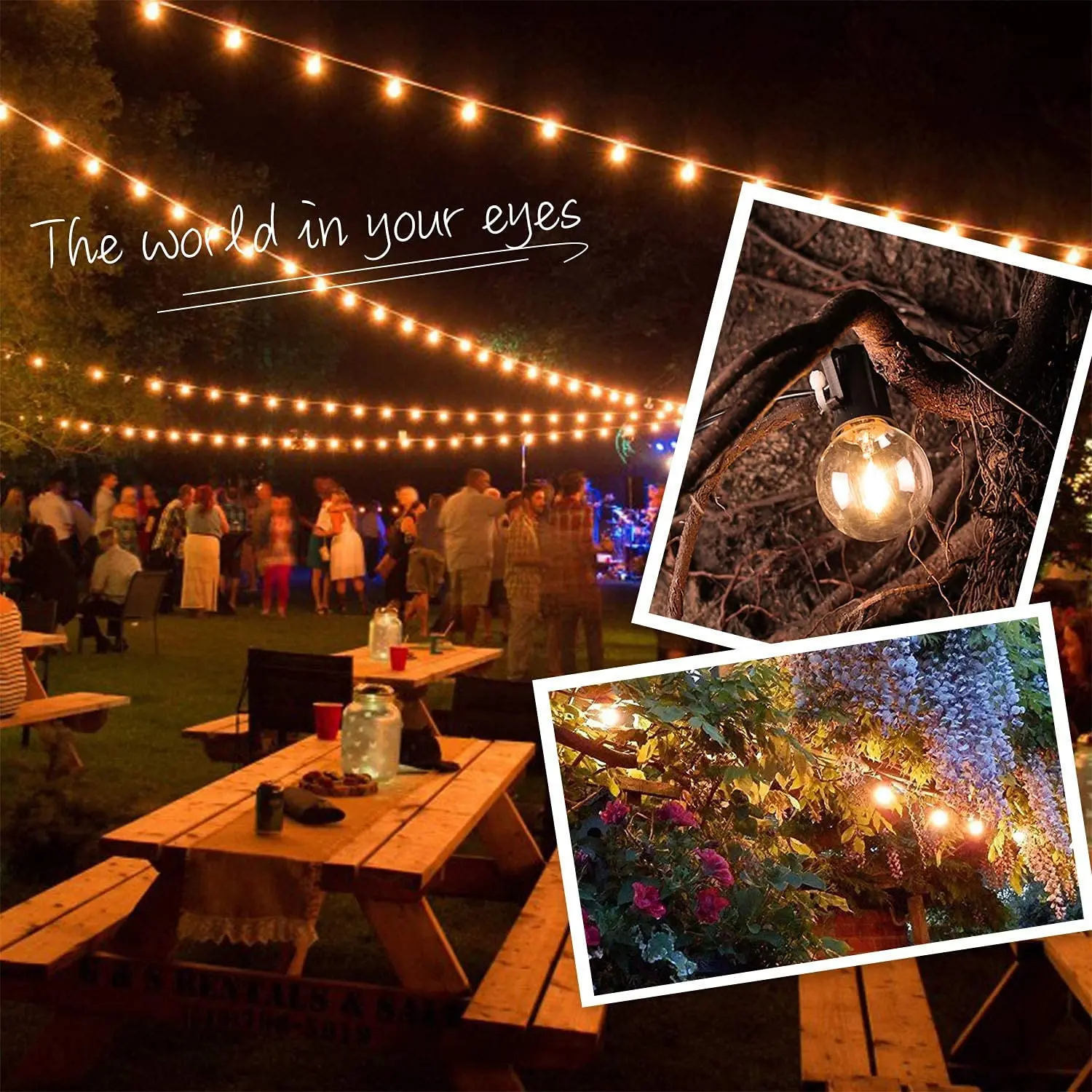 50개 G40 LED 스트링 라이트 교체 전구 E12 220V 110V 글로브 전구 따뜻한 백색 2200K 10W 상당 실내외 장식