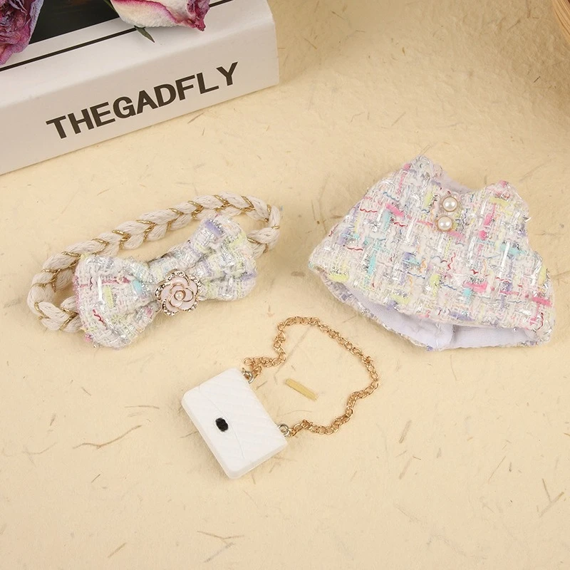 17cm Labubu 아이돌 인형 럭셔리 의류 복장 블랙 드레스 세트 Labubu V1V2 미니 DIY 인형 의류 가방 신발 액세서리