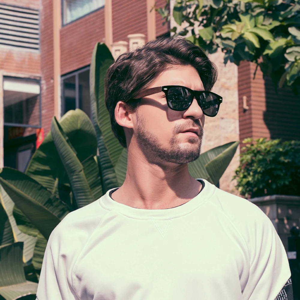 GM 환경 친화적인 레트로 호두 나무 선글라스 UV400 편광 대나무 선글라스 남성 패션 유행 안티 블루 렌즈 7061h