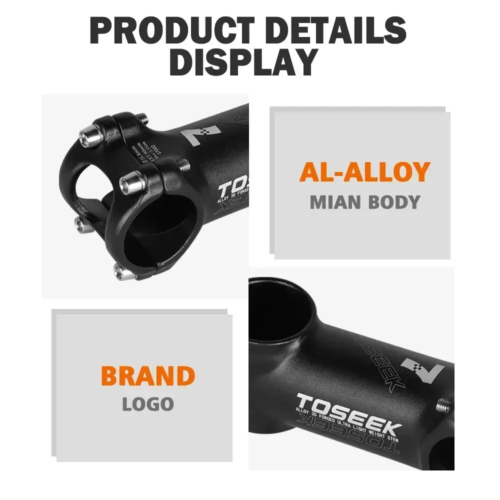 TOSEEK 7도 자전거 줄기 28.6mm 31.8mm MTB 도로 자전거 테이블 35-110mm 부정적인 자전거 전원 경량 산악 자전거 줄기