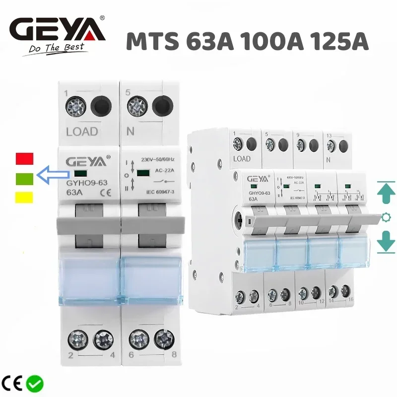 GEYA GYHO9 수동 전송 스위치 표시기가 있는 새로운 디자인 63A 100A 125A MTS 이중 전원 수동 변환 절연 스위치 title=GEYA GYHO9 수동 전송 스위치 표시기가 있는 새로운 디자인 63A 100A 125A MTS 이중 전원 수동 변환 절연 스위치