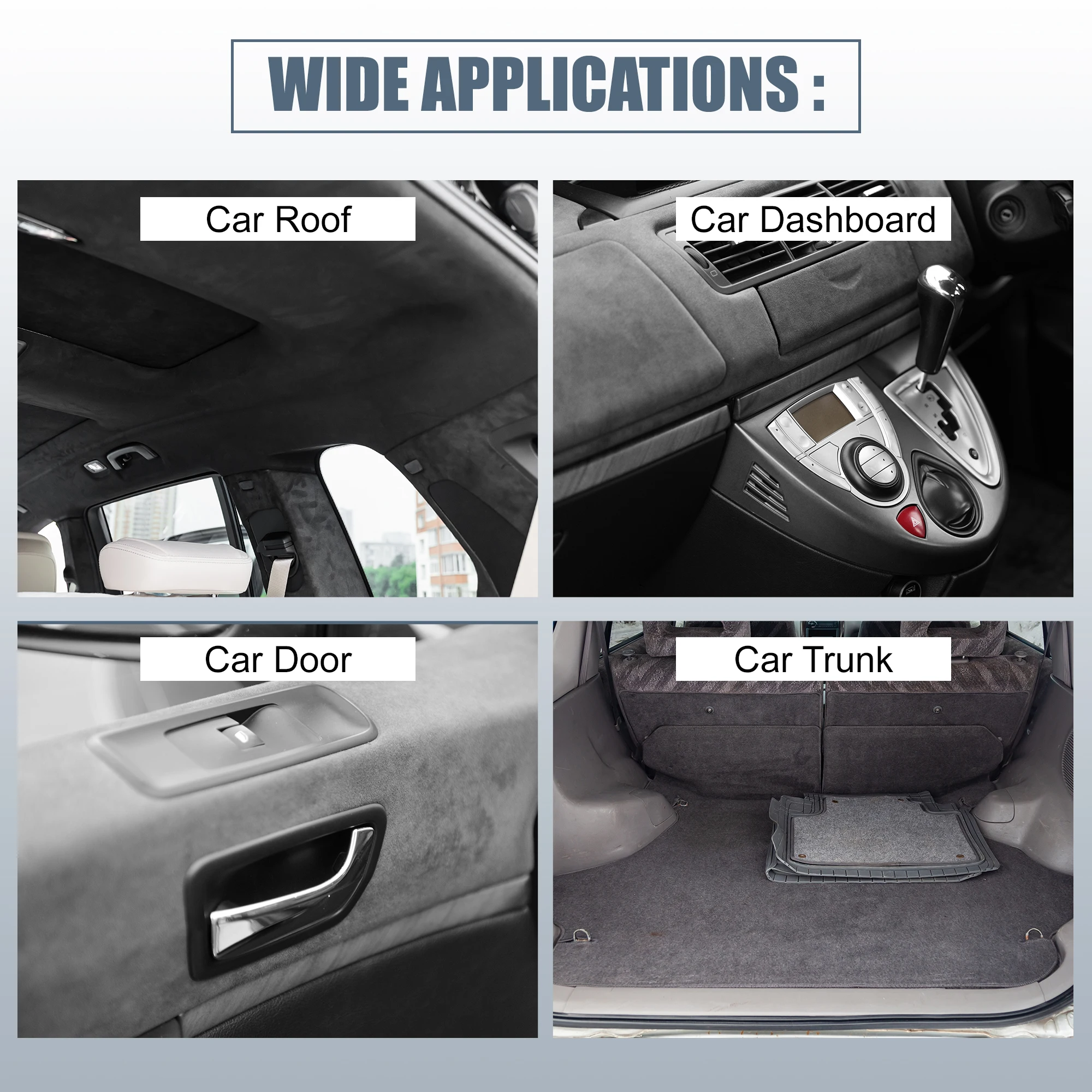 UXCELL 스웨이드 헤드 라이너 패브릭 폼 자동차 트럭 인테리어 트림 보호 노화 깨진 페이드 DIY 교체 200x152cm