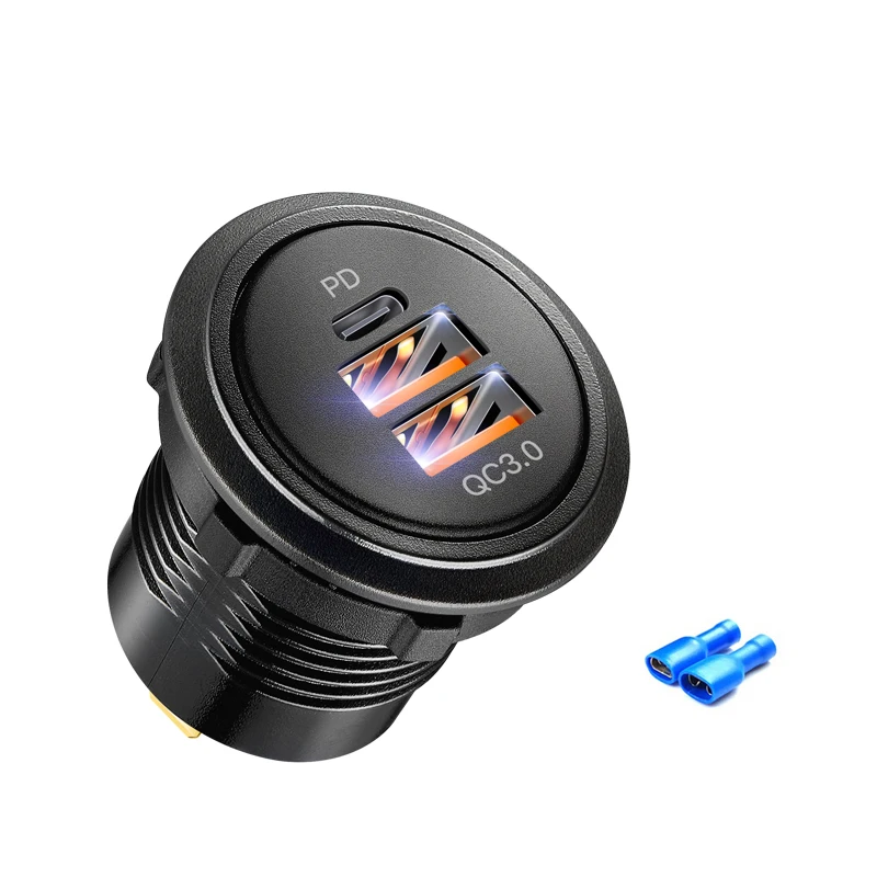 12V/24V usb 소켓 빠른 충전 3 0 USB 콘센트 PD USB-C 및 보트 해양 오토바이 트럭 용 QC3.0 포트 2개