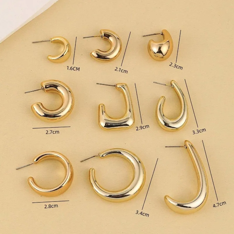 새로운 불규칙한 모양의 ABS 아크릴 골드 CCB 경량 귀걸이 세트, C자형 및 눈물방울 모양 10개/세트