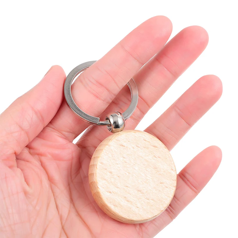 미완성 나무 키 체인 블랭크, 나무 키 체인 키 태그, DIY 선물 공예품, 40 개