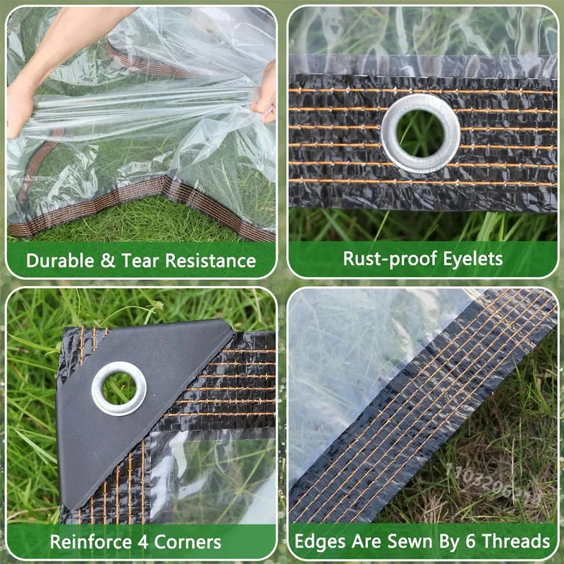 투명 두꺼운 방수 방수포 레인 커버, 방풍 및 방설, 테라스 식물 치킨 하우스 정원 현관에 적합