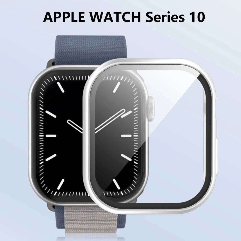 강화 유리 + Apple Watch 10 용 커버 42mm 46mm 무광택 하드 PC 범퍼 화면 보호기 케이스 iWatch 시리즈 10 42/46 액세서리