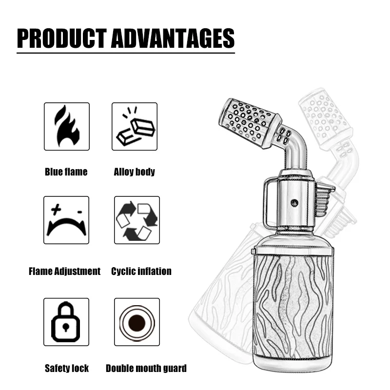 JOBON 크리 에이 티브 모양 시가 라이터 방풍 푸른 불꽃 잠금 불꽃 로터 디자인 UV 전송 인쇄 패턴 공예 선물