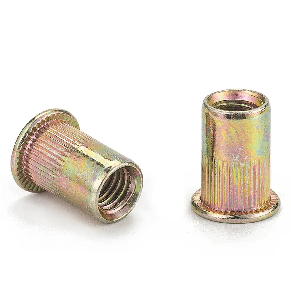 10-50 조각 M3 M4 M5 M6 M8 M10 M12 블라인드 리벳 너트 플랫 헤드 스레드 리벳 인서트 너트 커버 리벳 너트 아연 도금 탄소강
