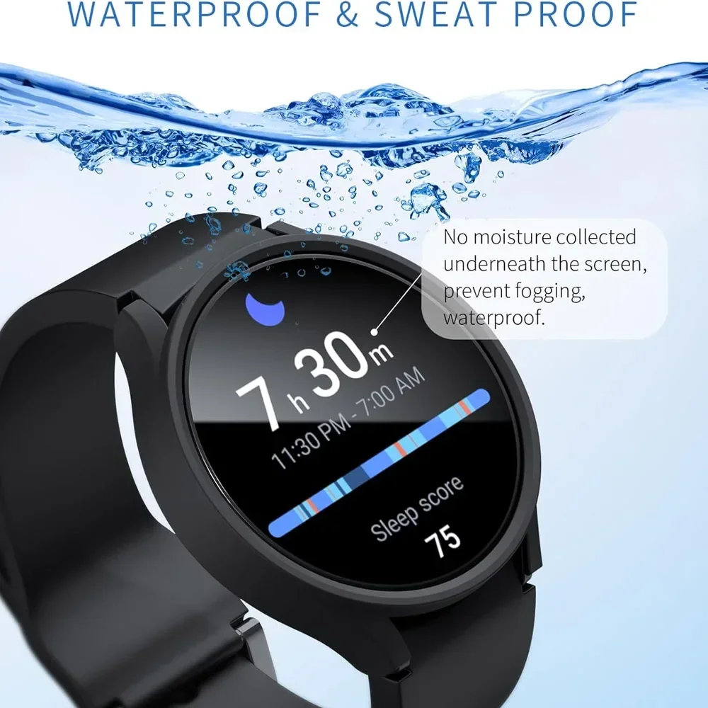 삼성 갤럭시 워치용 유리 및 케이스, 방수 PC, 갤럭시 워치 FE 커버 및 스크린 보호대, 갤럭시 워치 7, 갤럭시 워치 6, 5, 4, 40mm, 44mm