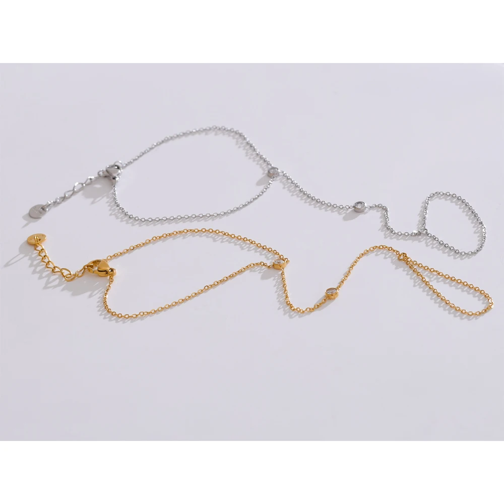 Yhpup 트렌디 한 스테인레스 스틸 지르콘 비즈 핸드 체인 손가락 팔찌 뒤로 패션 세련된 섹시한 보석 방수 도매 선물