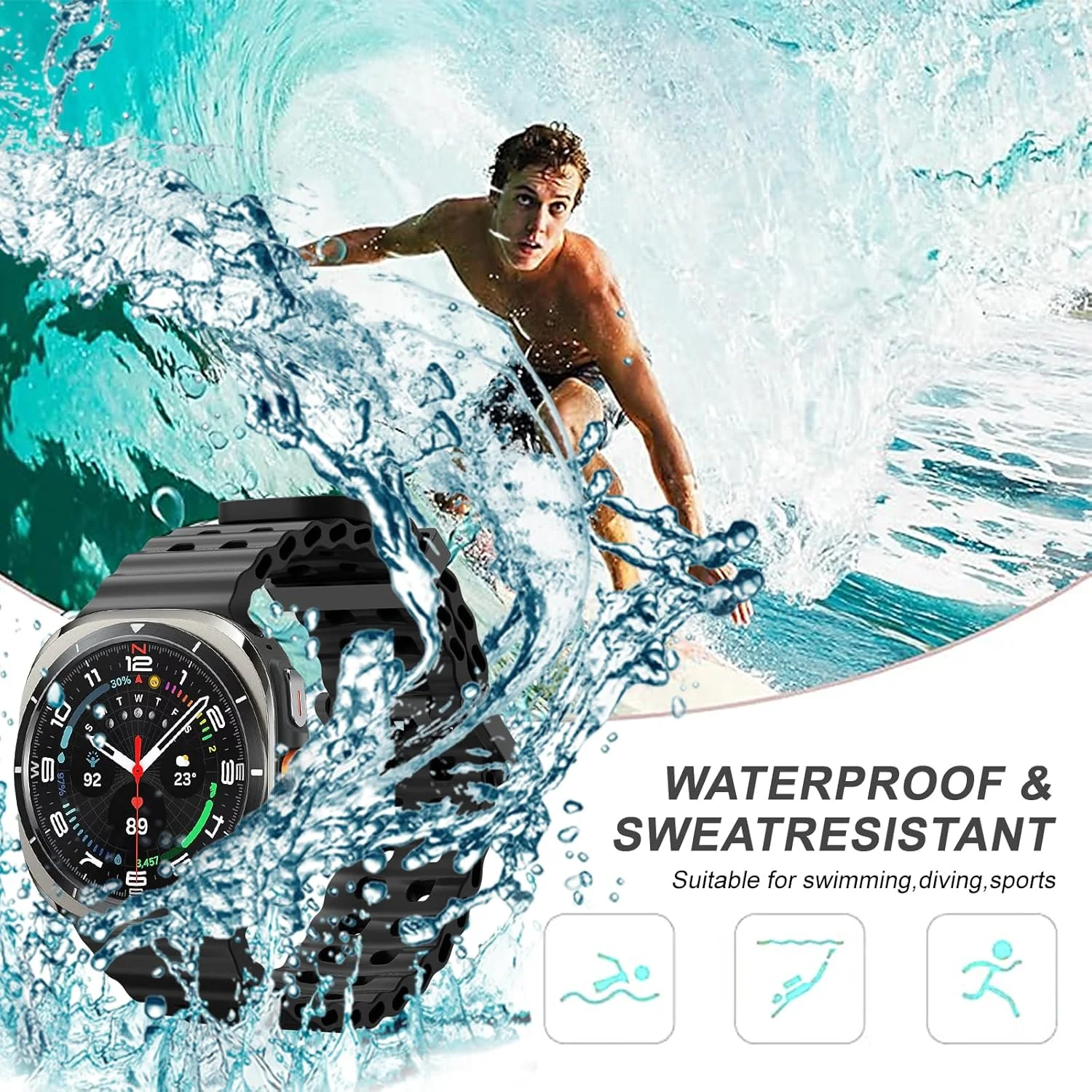 삼성 갤럭시 시계 울트라 47mm 스포츠 실리콘 밴드 팔찌에 대한 해양 스트랩 삼성 갤럭시 울트라 시계 밴드 액세서리