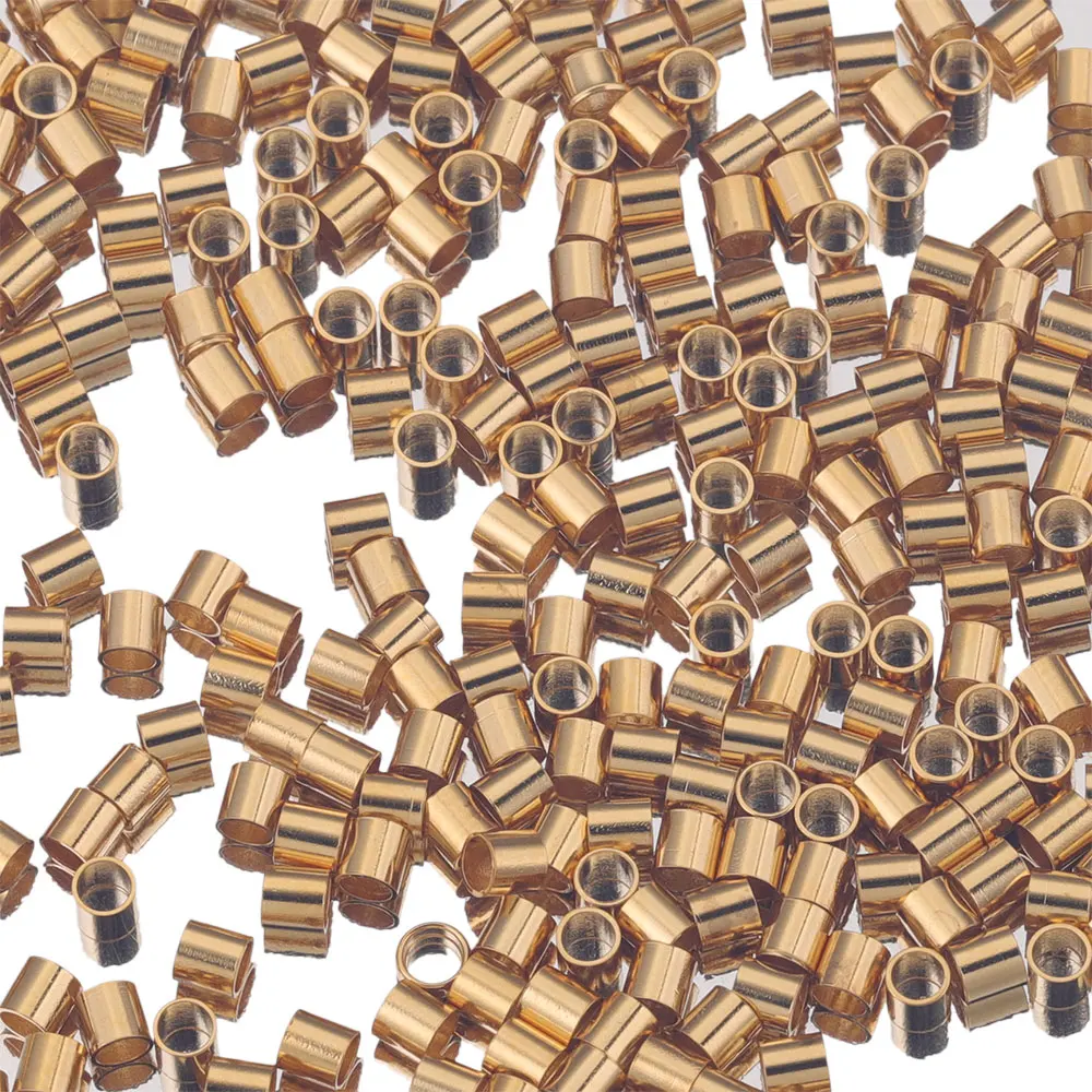 200pcs 직경 1.5 2 2.5mm 스테인레스 스틸 골드 튜브 스토퍼 스페이서 비드 크림프 엔드 비즈 보석 만들기 용품 도매