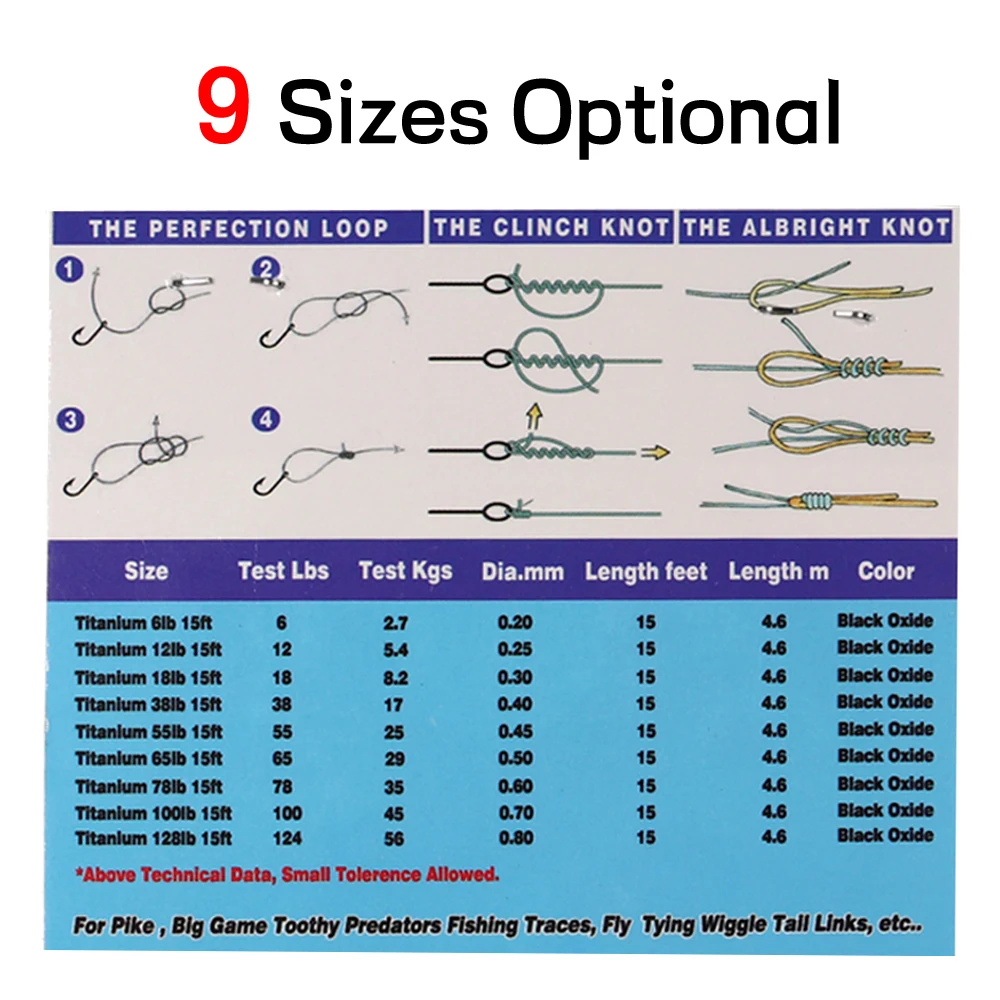 6LB-124LB 15ft/4.6m 바닷물 파이크 참치 Wahoo 낚시를 위한 꼬임 방지 인성 니켈 티타늄 낚시 리더 라인